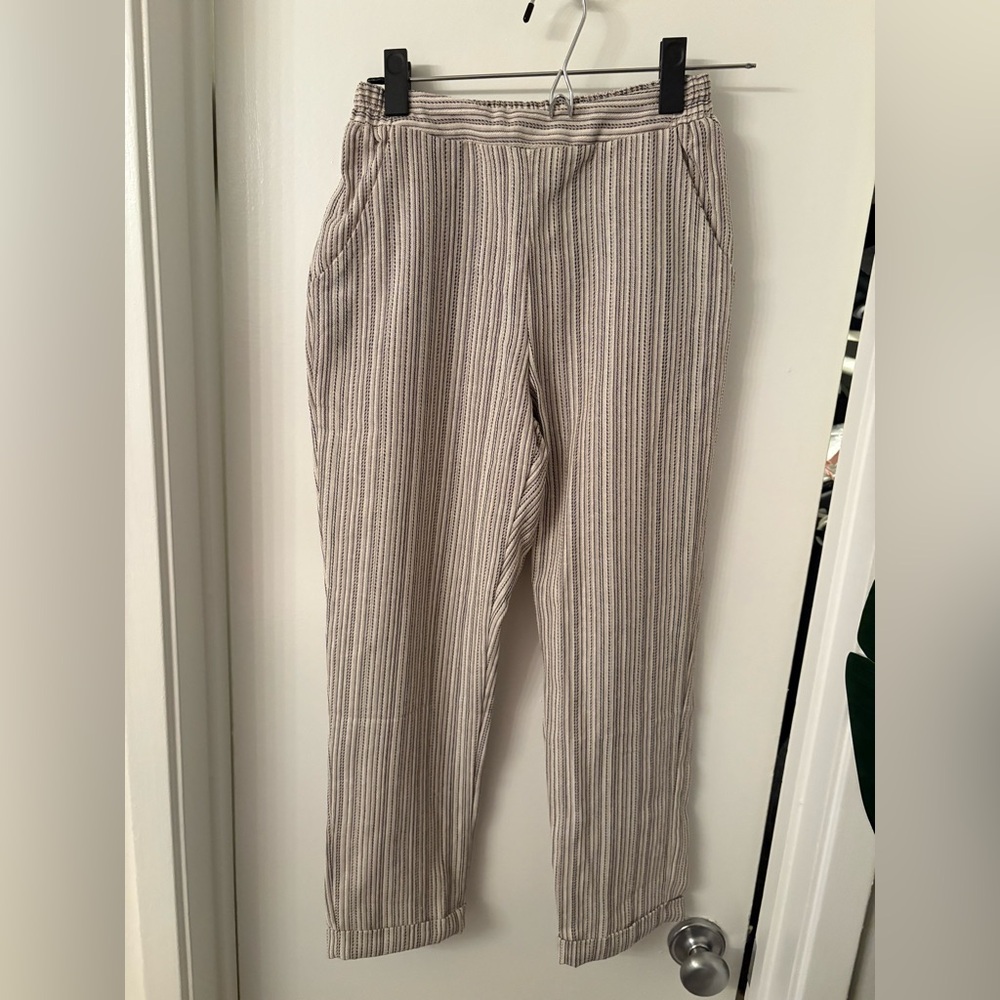 Sienna Sky Beige and Blue Striped Pants